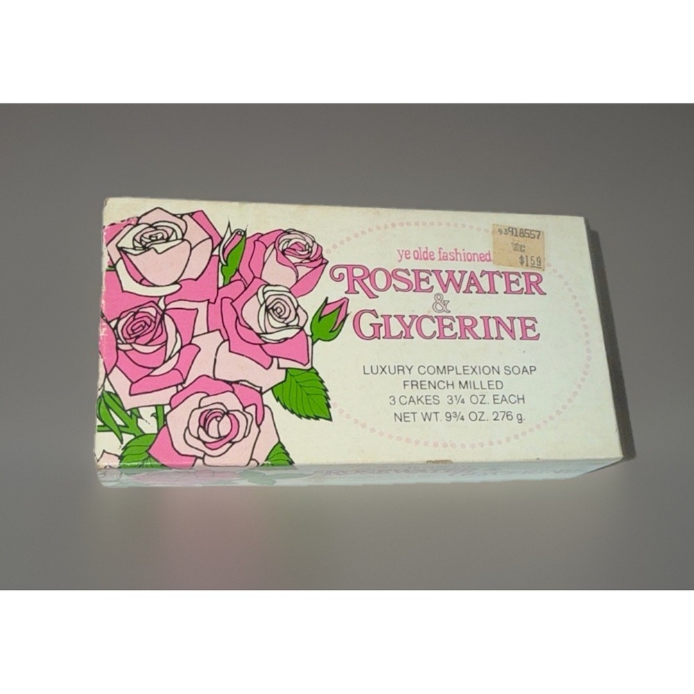 Vtg Ye Olde Fashioned Rosewater And Glycerine French Complexion Soap 3 Cakes